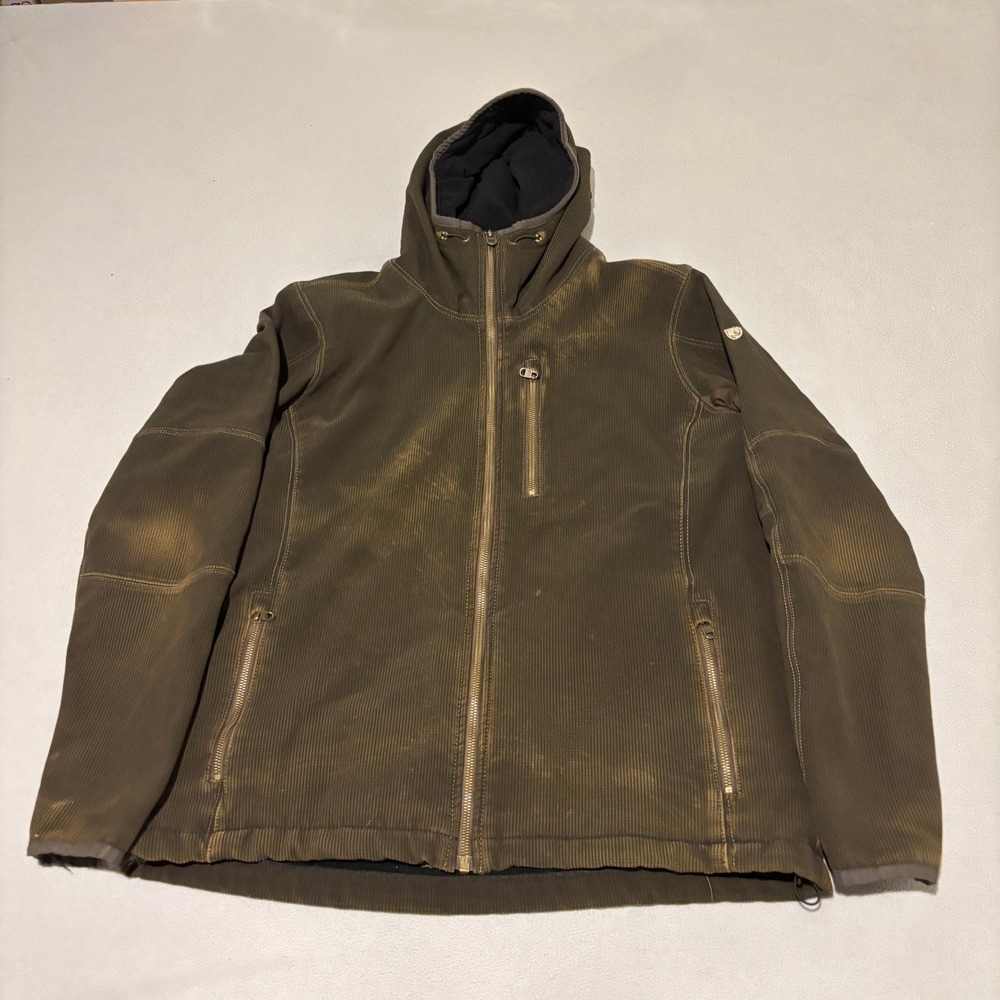 Kuhl Relik Hoody‎ Mens Olive Brown Full Zip Fleece Jacket Large Hiking Outdoor